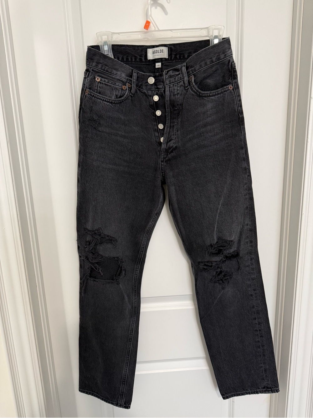 Agolde Black Washed Denim Jeans with Signature Label